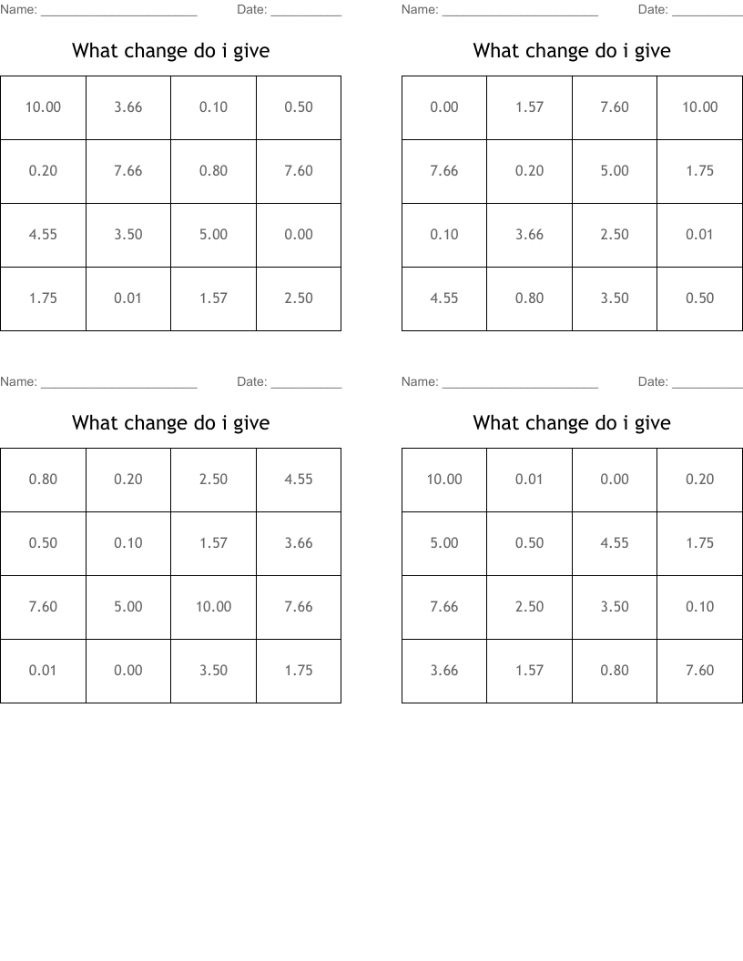 What change do i give Bingo Cards