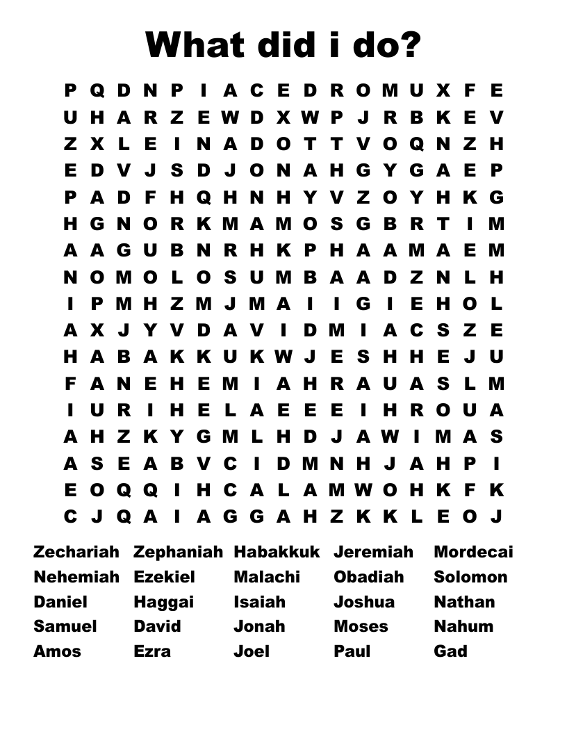 What did i do? Word Search
