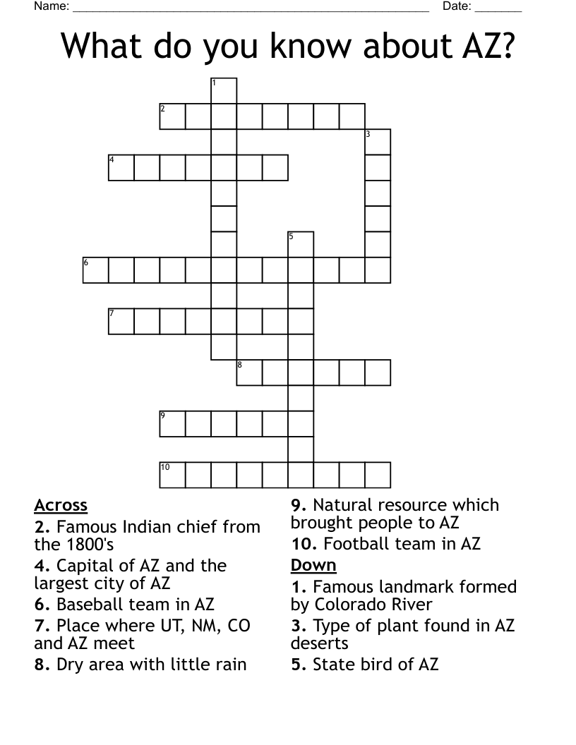 What do you know about AZ? Crossword