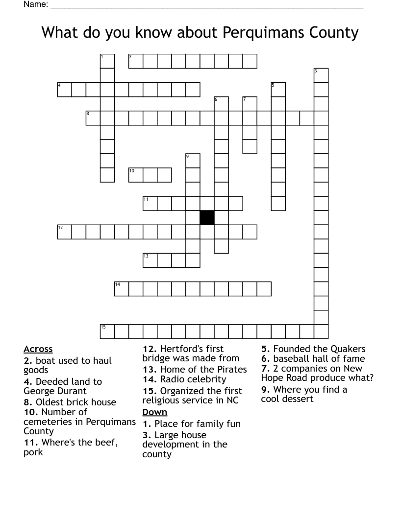 What do you know about Perquimans County Crossword