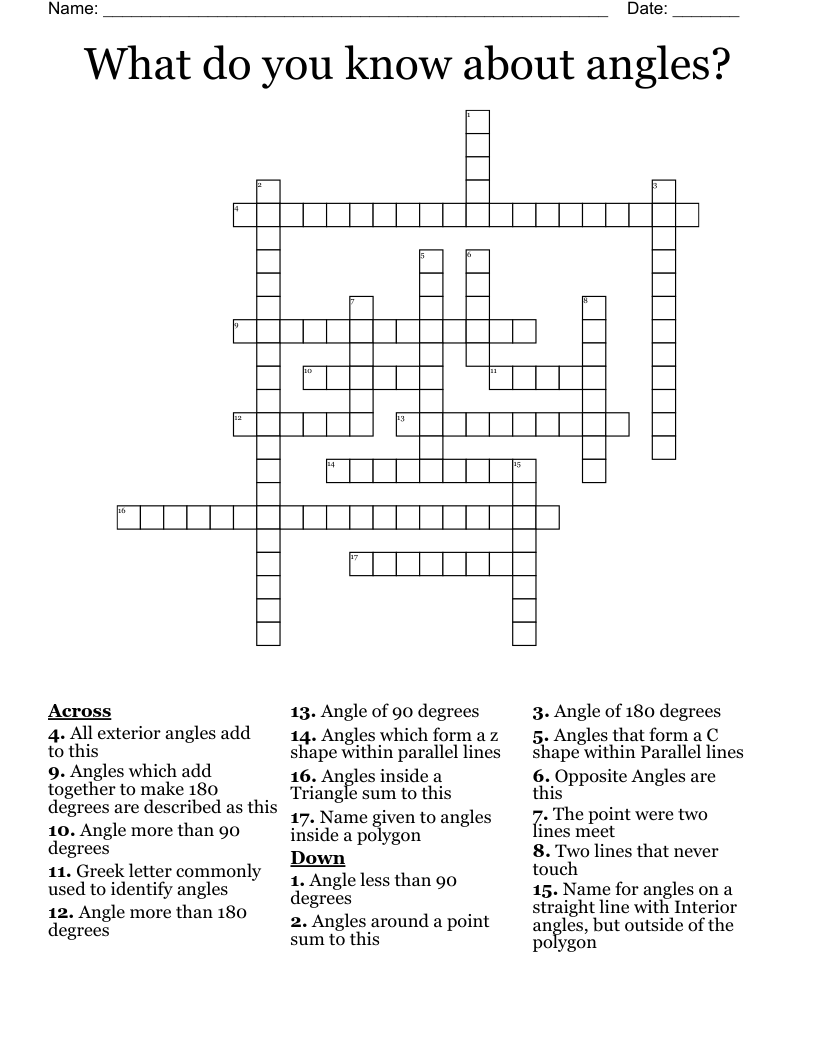 What do you know about angles? Crossword