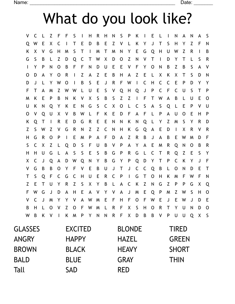 What do you look like? Word Search
