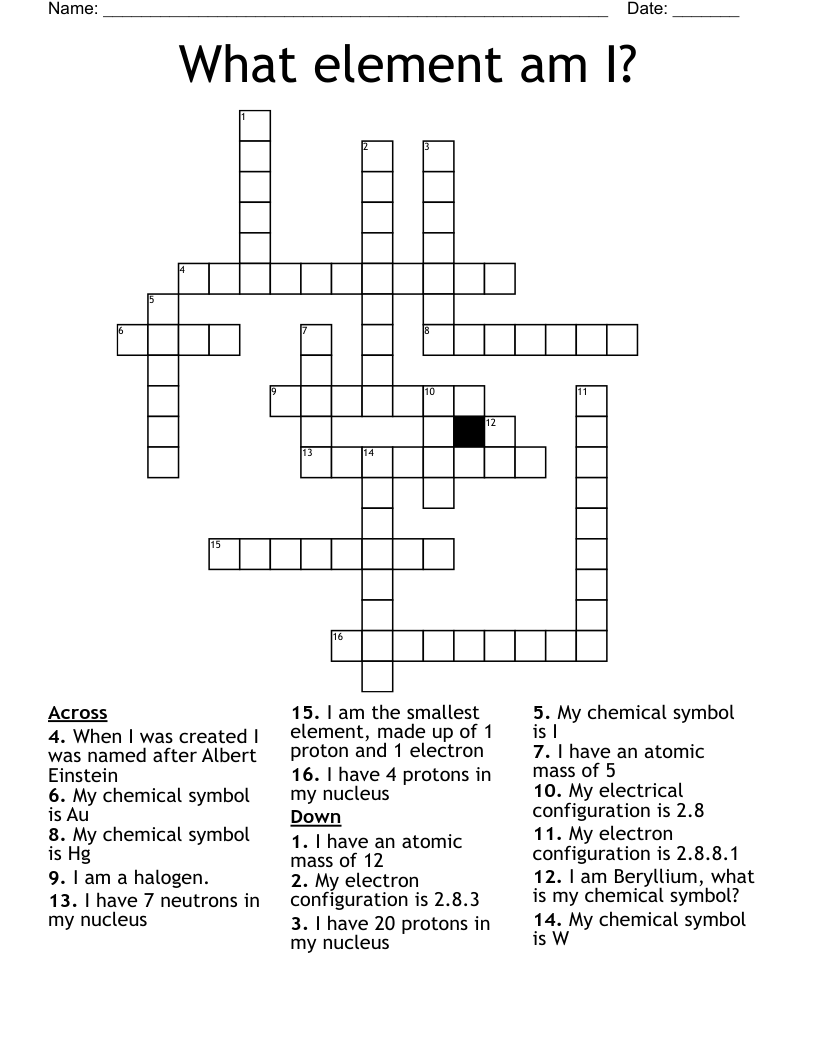 What element am I? Crossword