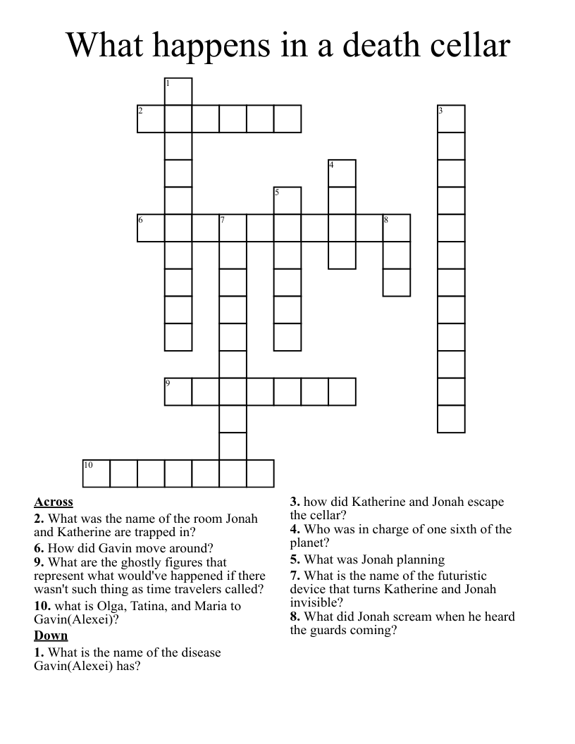 What happens in a death cellar Crossword