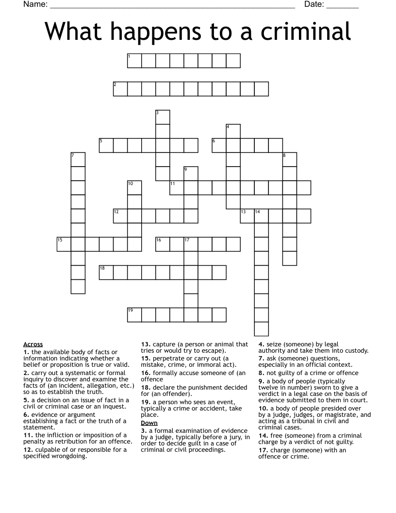 What happens to a criminal Crossword