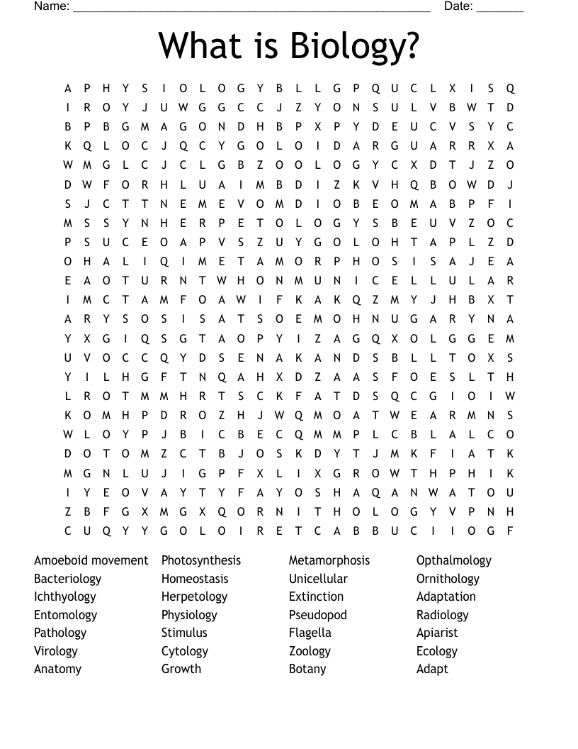 What is Biology? Word Search