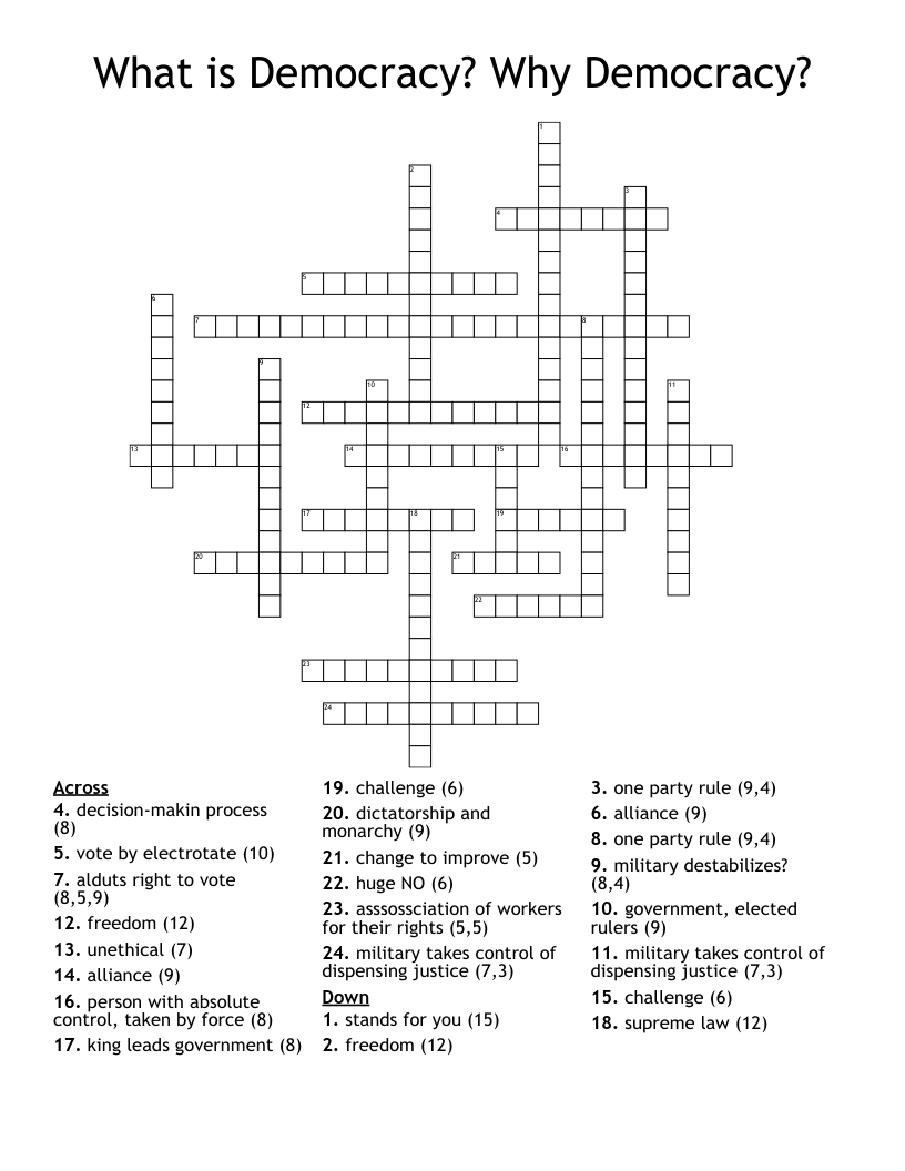 What is Democracy? Why Democracy? Crossword