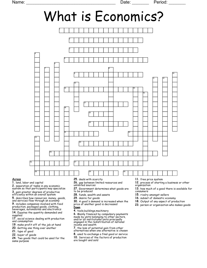 What is Economics?  Crossword