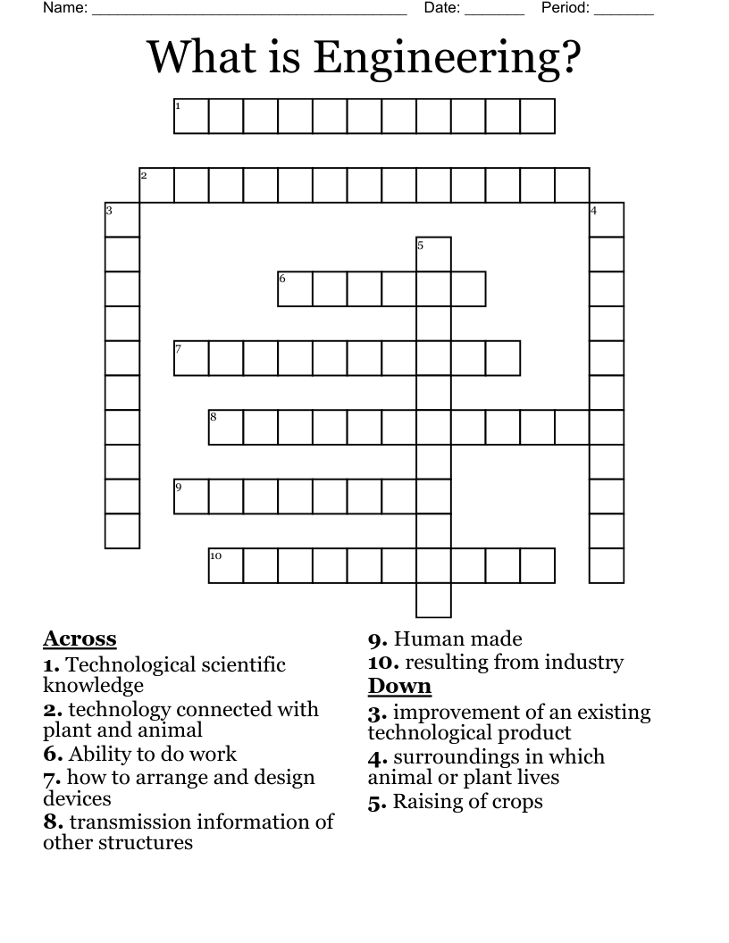 What is Engineering? Crossword