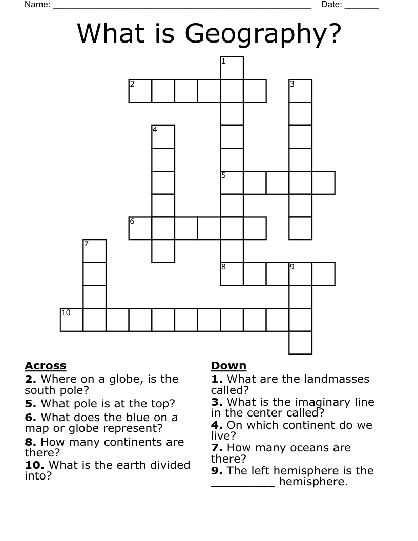 What is Geography? Crossword