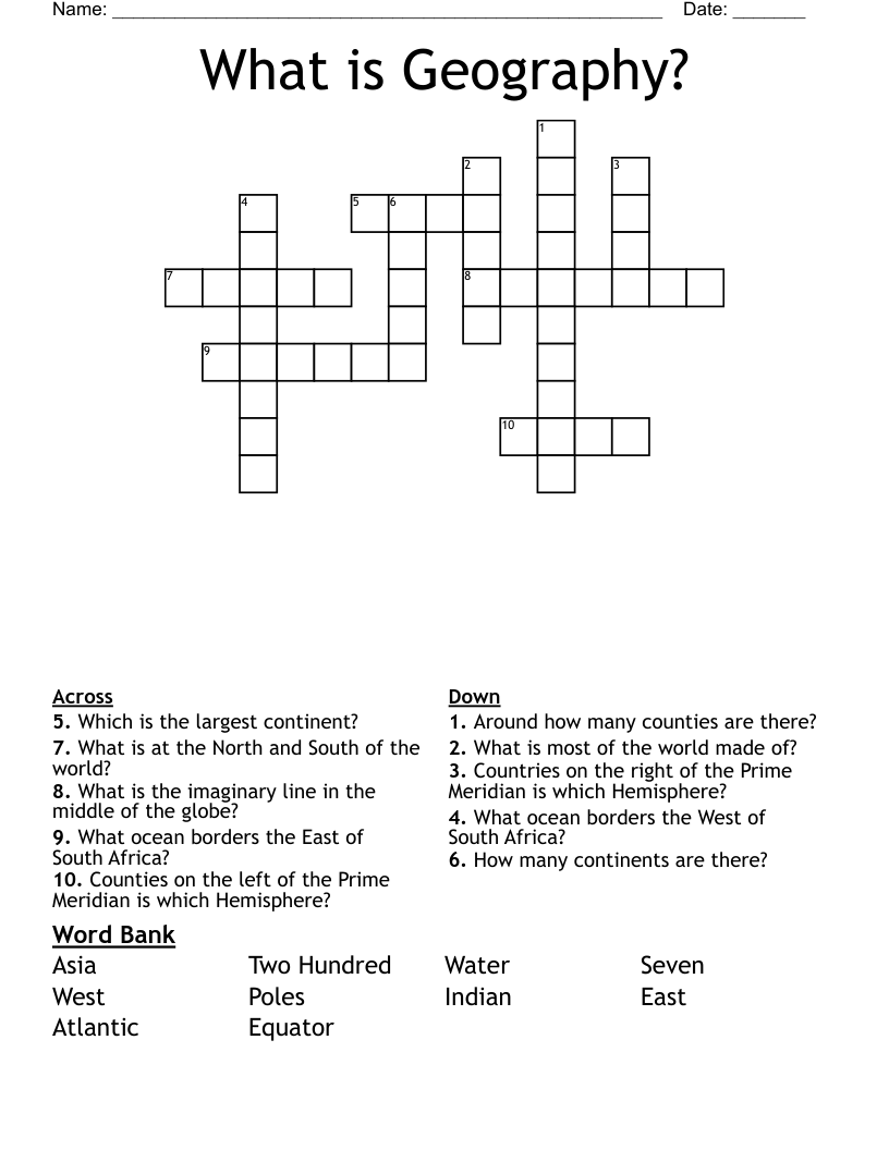 What is Geography? Crossword