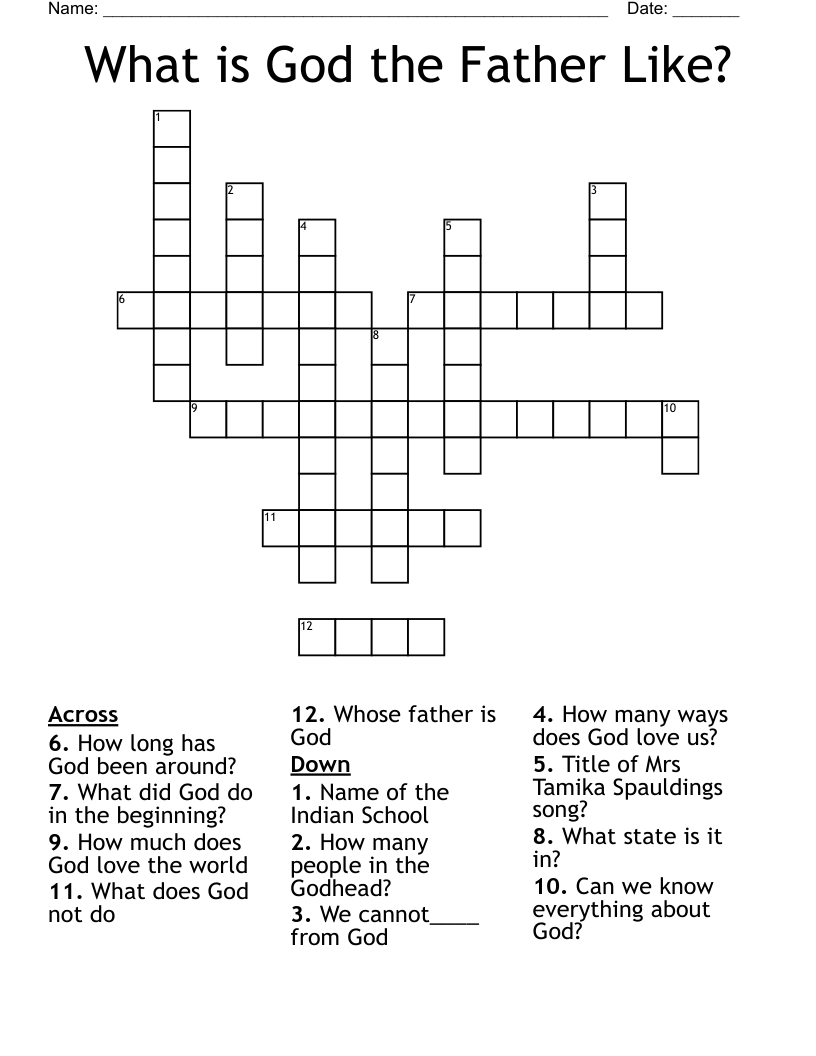 What is God the Father Like? Crossword