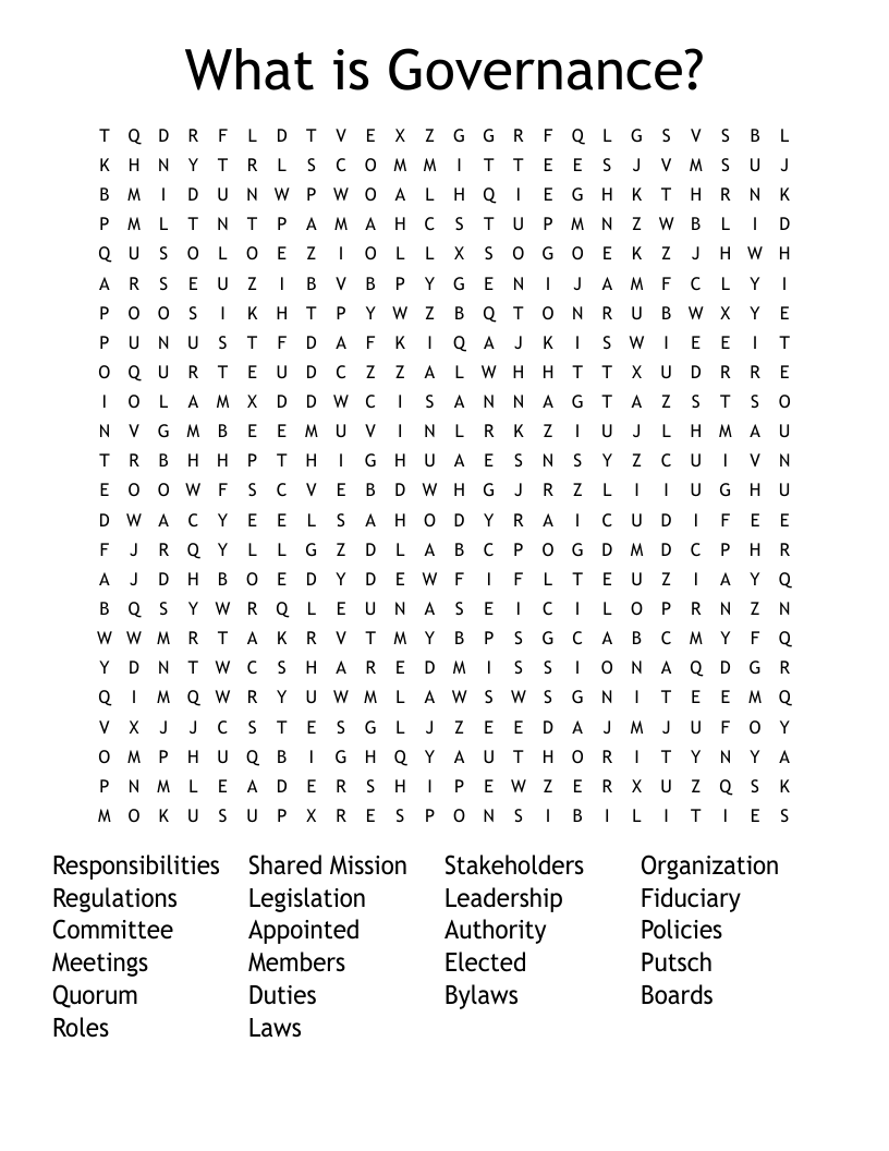 What is Governance? Word Search