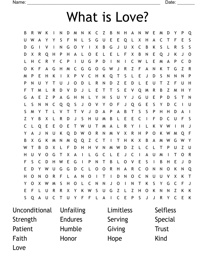 What is Love? Word Search