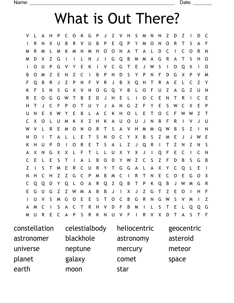 What is Out There? Word Search