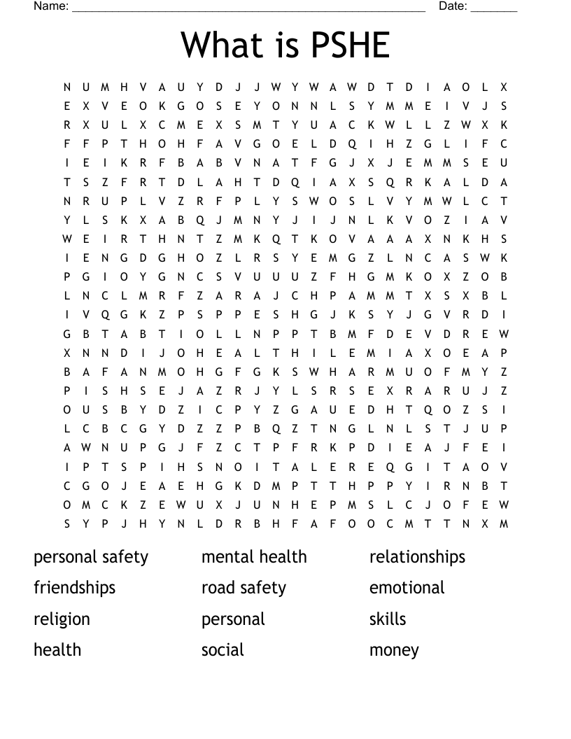 What is PSHE Word Search
