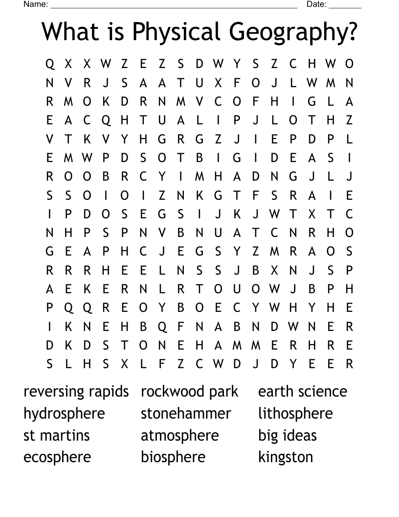 What is Physical Geography? Word Search