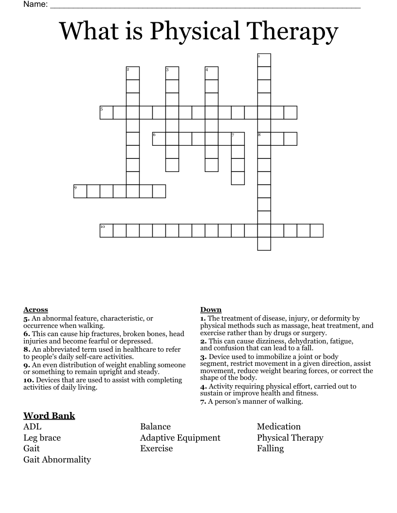 What is Physical Therapy Crossword
