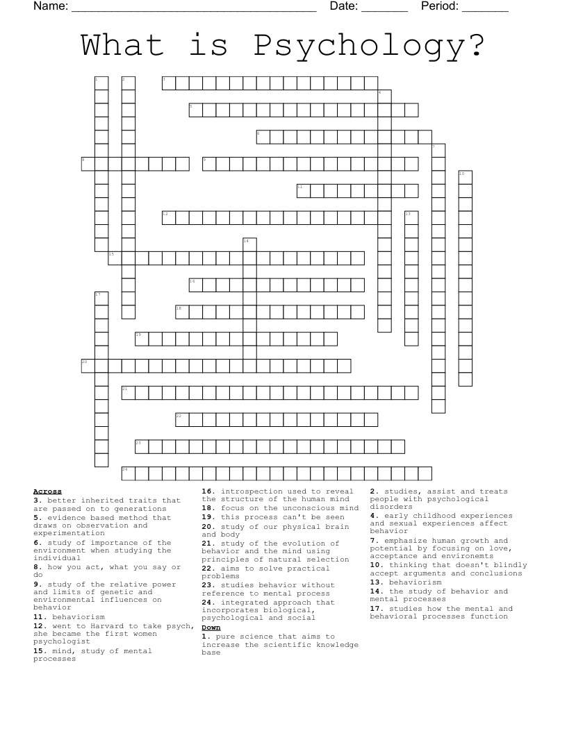 What is Psychology?  Crossword
