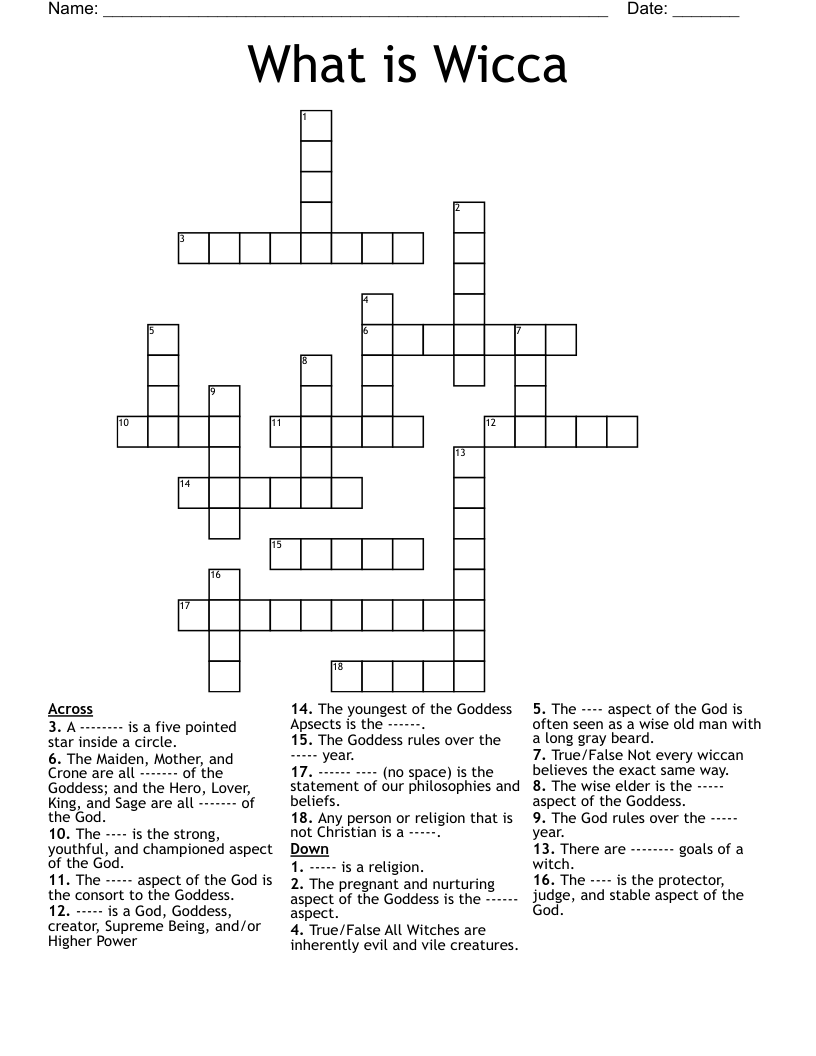 What is Wicca Crossword