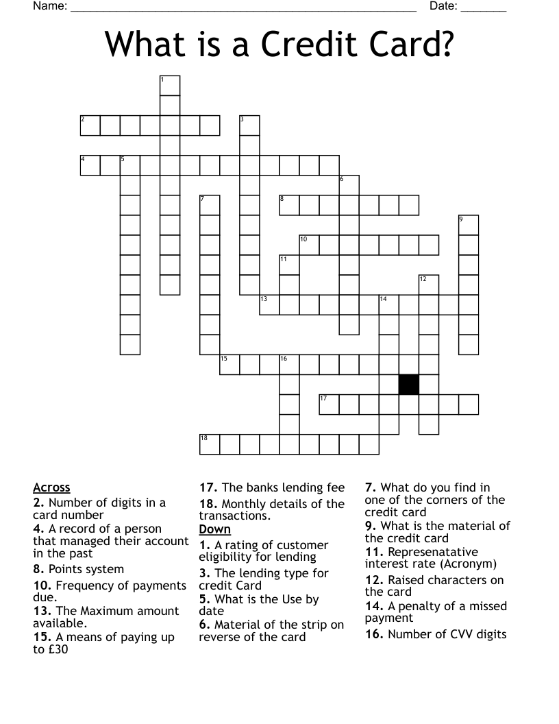 What is a Credit Card? Crossword