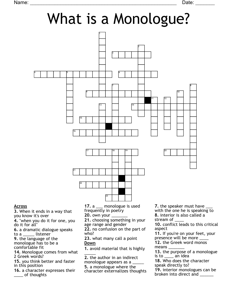 What is a Monologue? Crossword