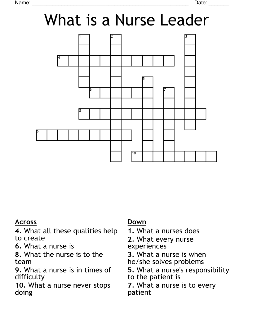 What is a Nurse Leader Crossword