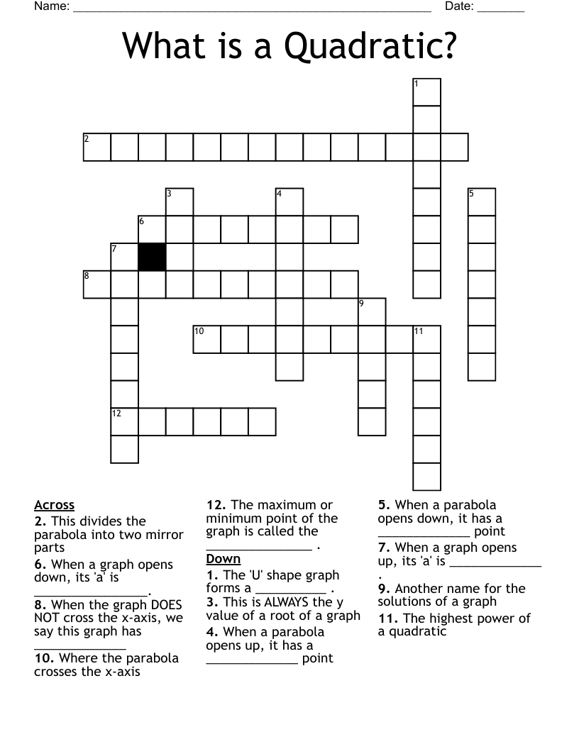 What is a Quadratic? Crossword