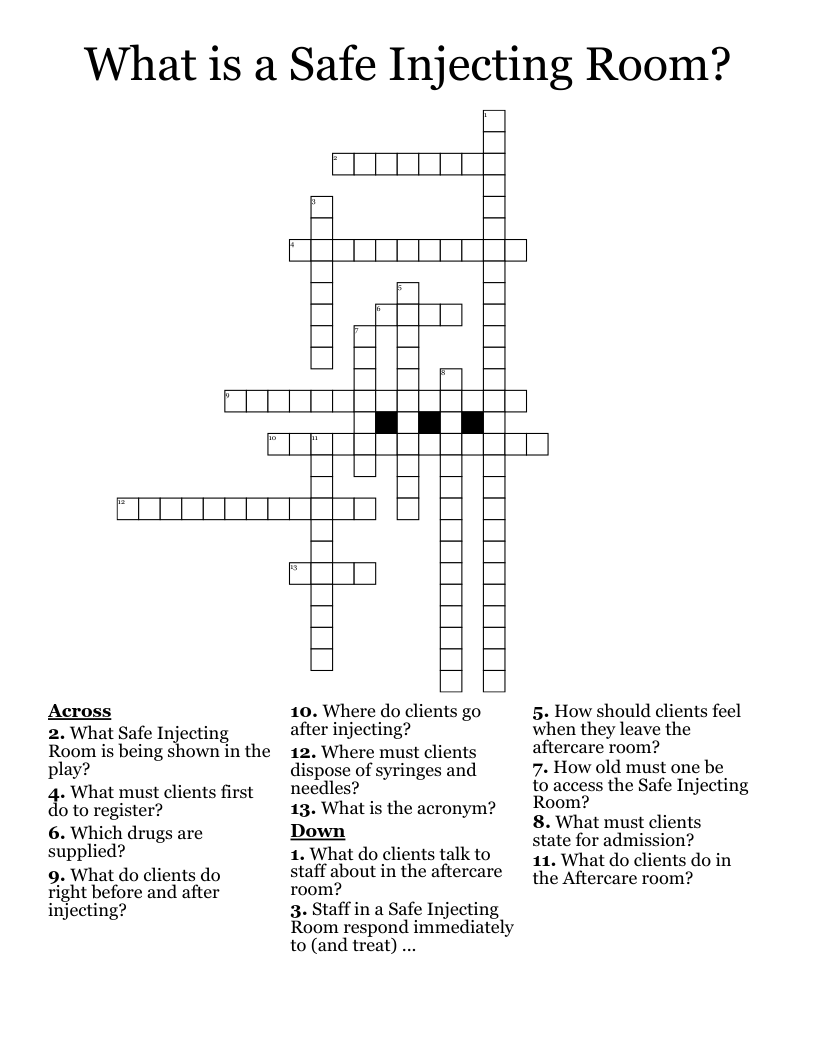 What is a Safe Injecting Room? Crossword