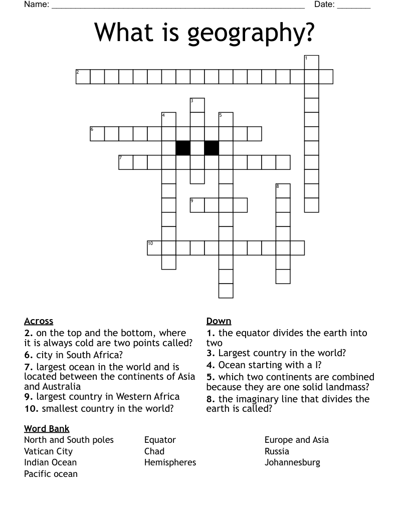 What is geography? Crossword