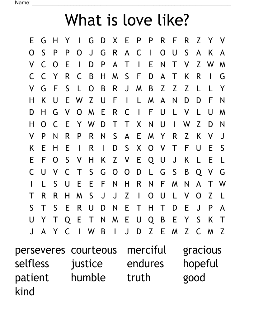 What is love like? Word Search