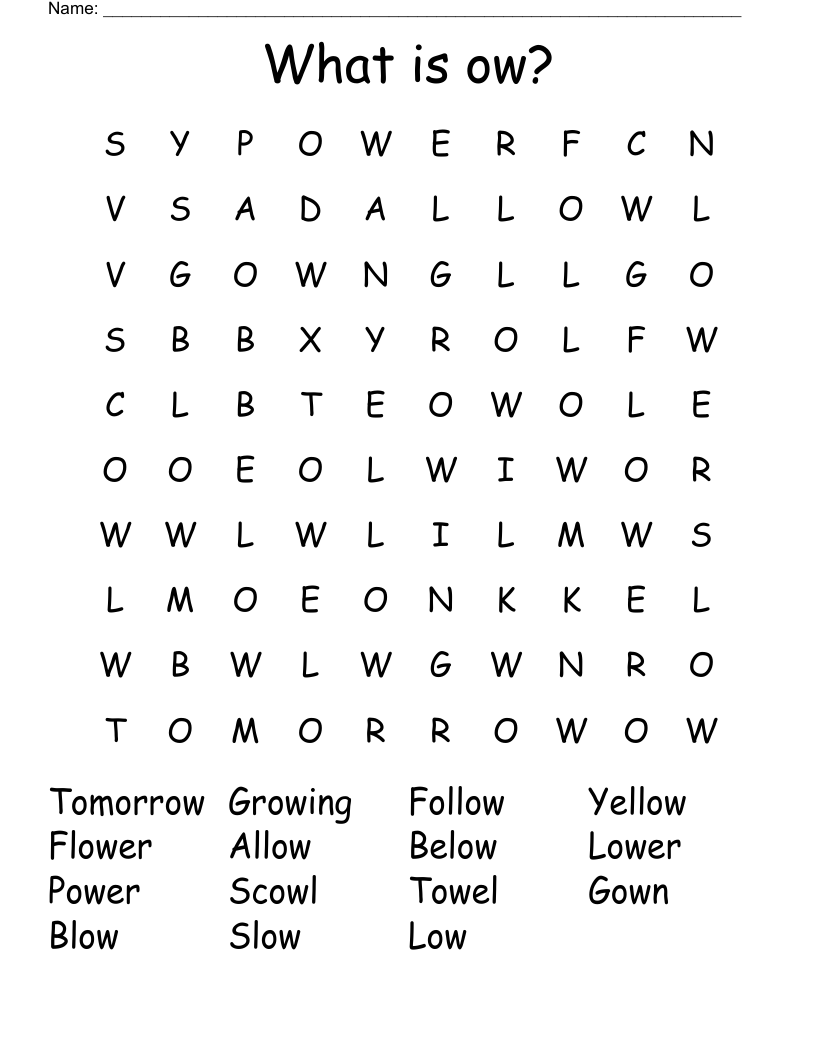 What is ow? Word Search