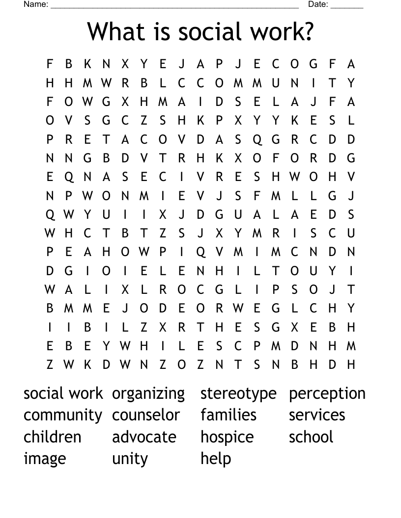 What is social work? Word Search