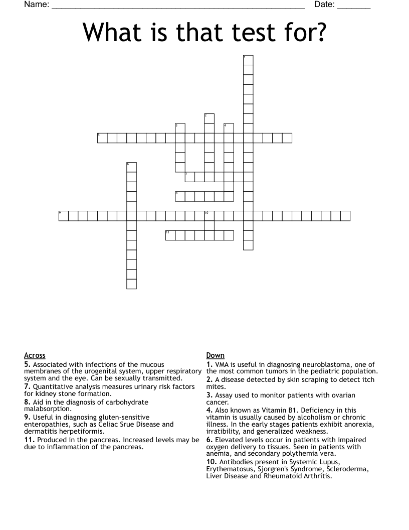 What is that test for? Crossword