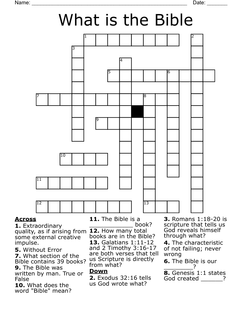 What is the Bible Crossword