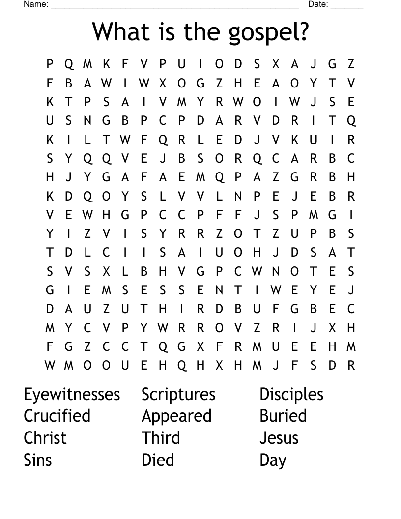 What is the gospel? Word Search