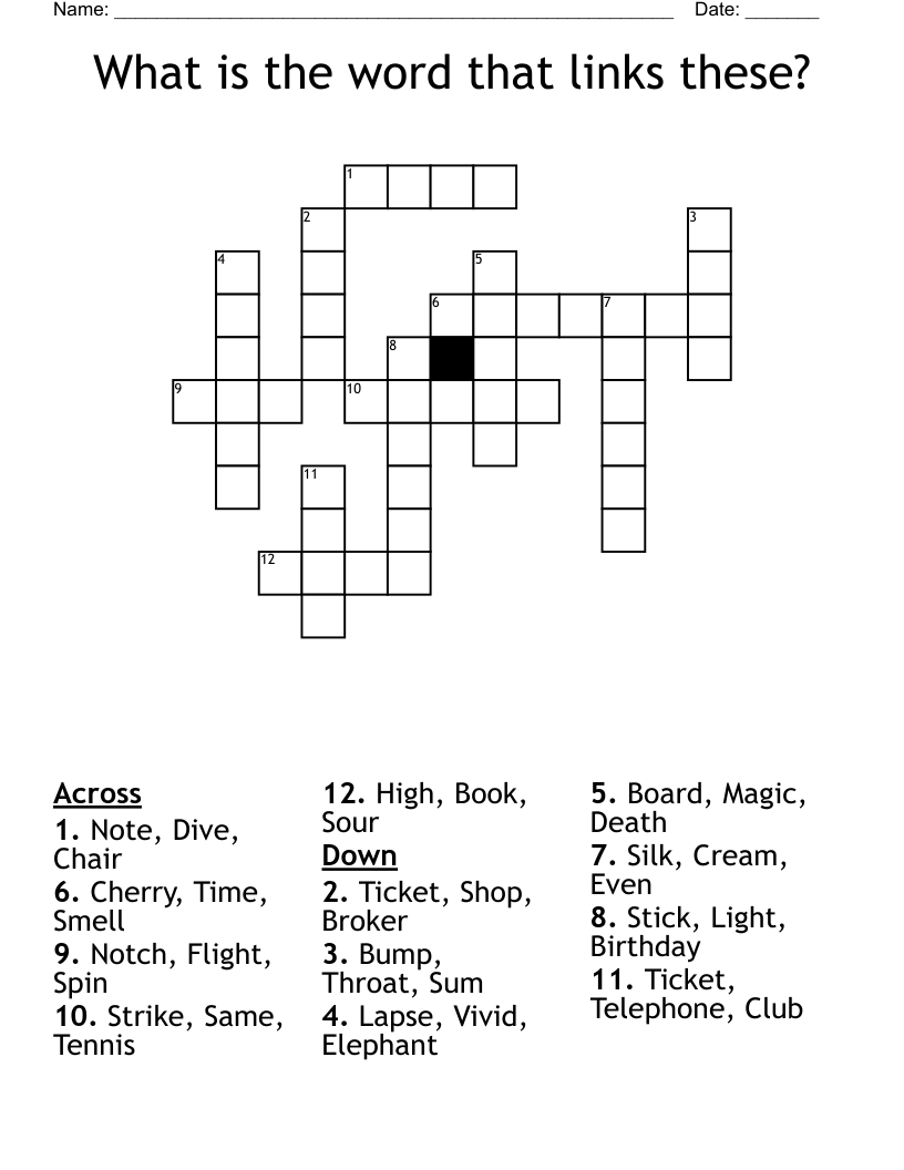 What is the word that links these? Crossword