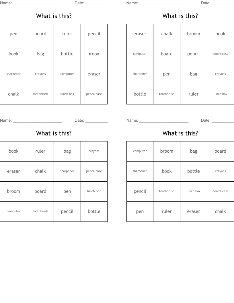What is this?  Bingo Cards