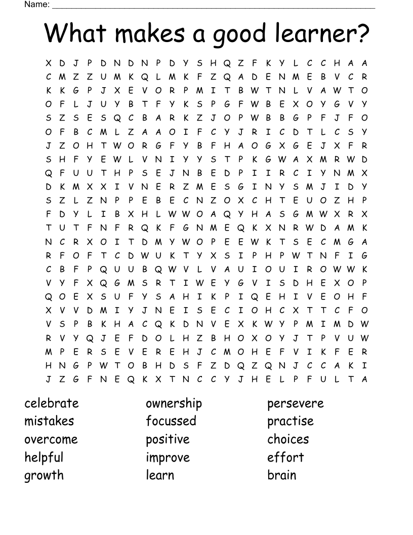 What makes a good learner? Word Search