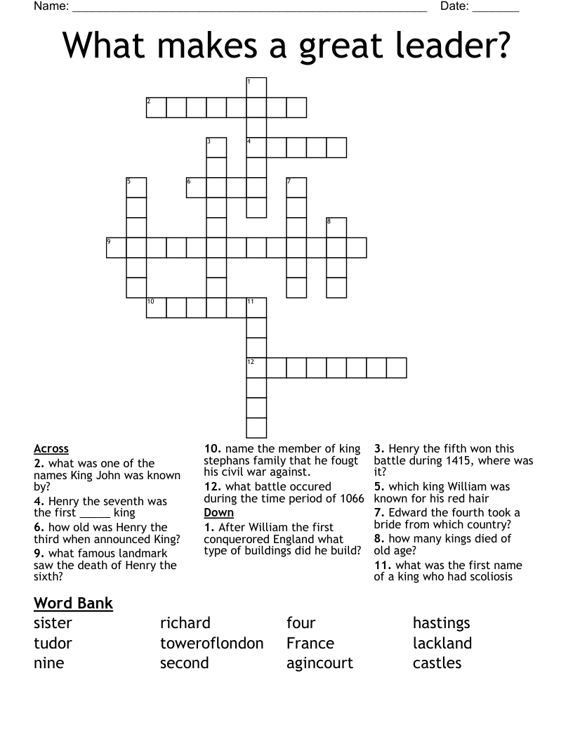 What makes a great leader? Crossword