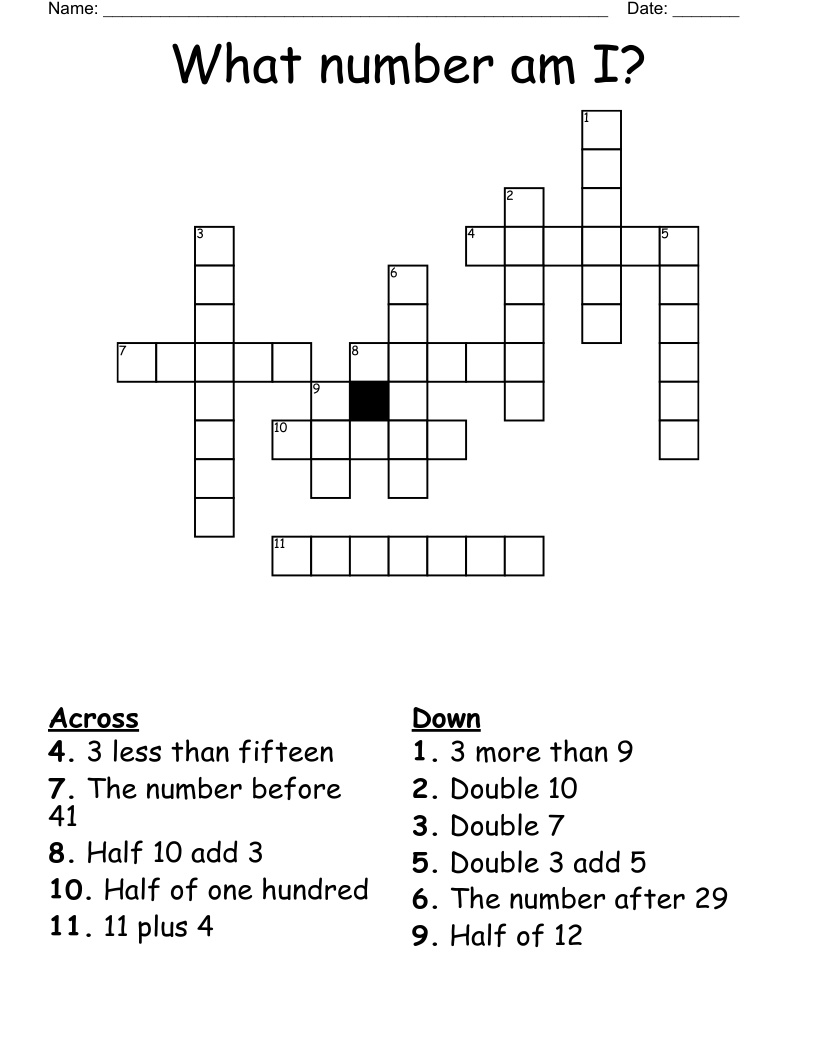 What number am I? Crossword
