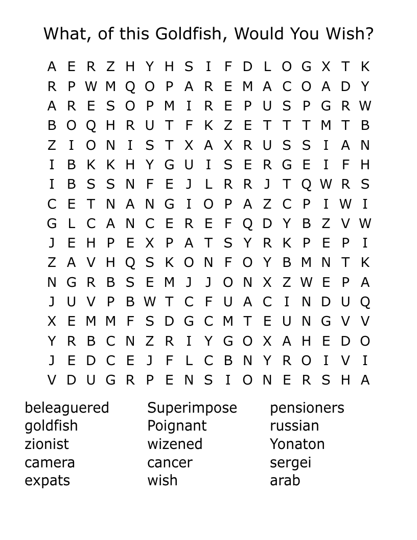 What, of this Goldfish, Would You Wish? Word Search