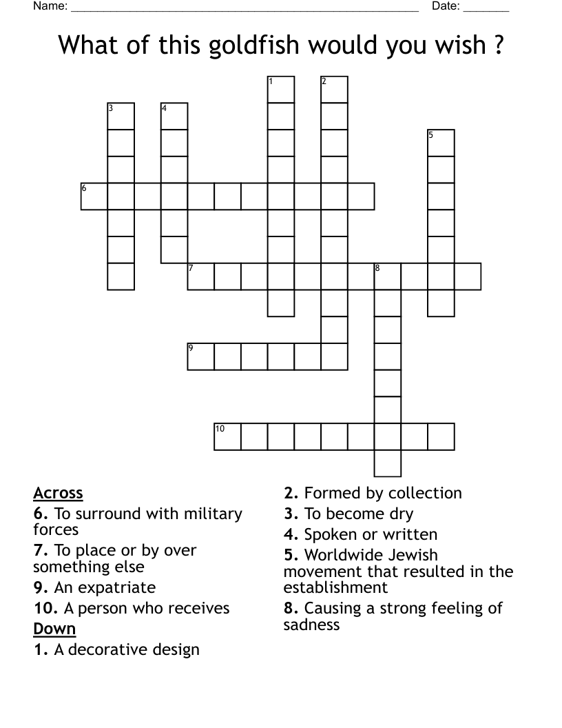 What of this goldfish would you wish ? Crossword