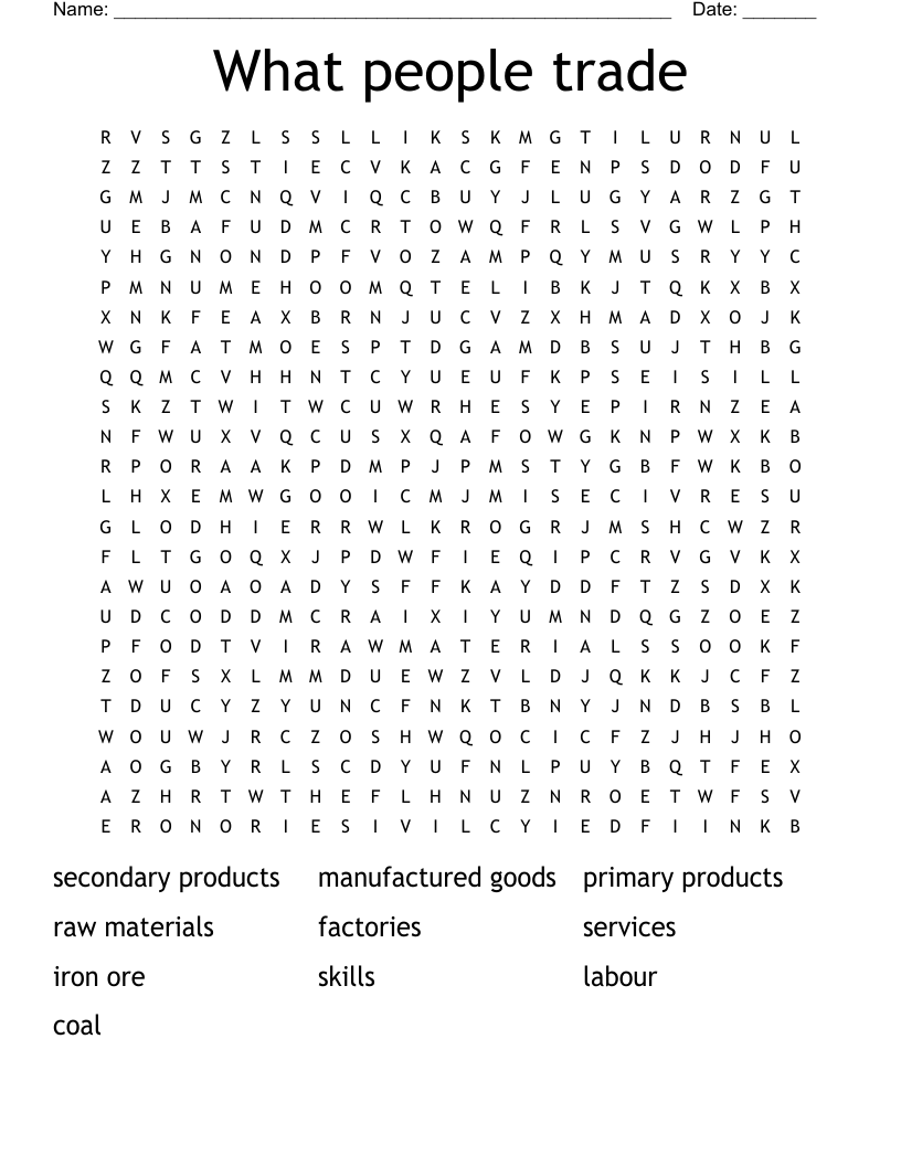 What people trade Word Search