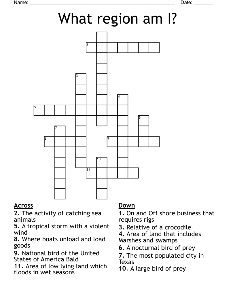 What region am I? Crossword