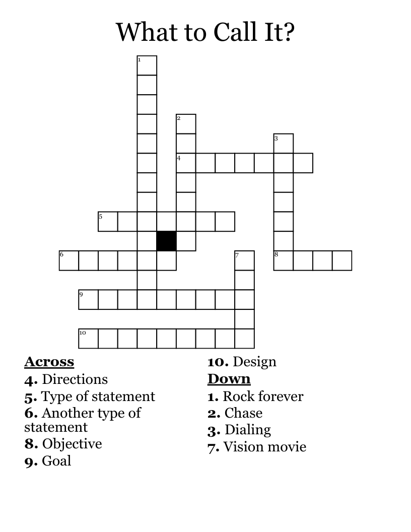 What to Call It? Crossword