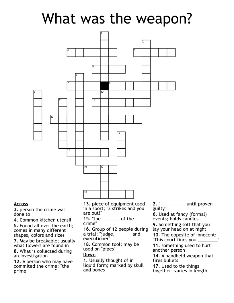 What was the weapon? Crossword
