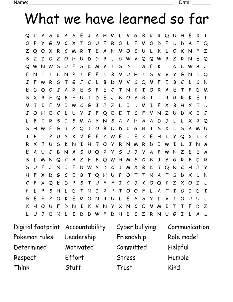 What we have learned so far Word Search
