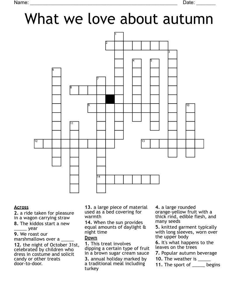 What we love about autumn Crossword