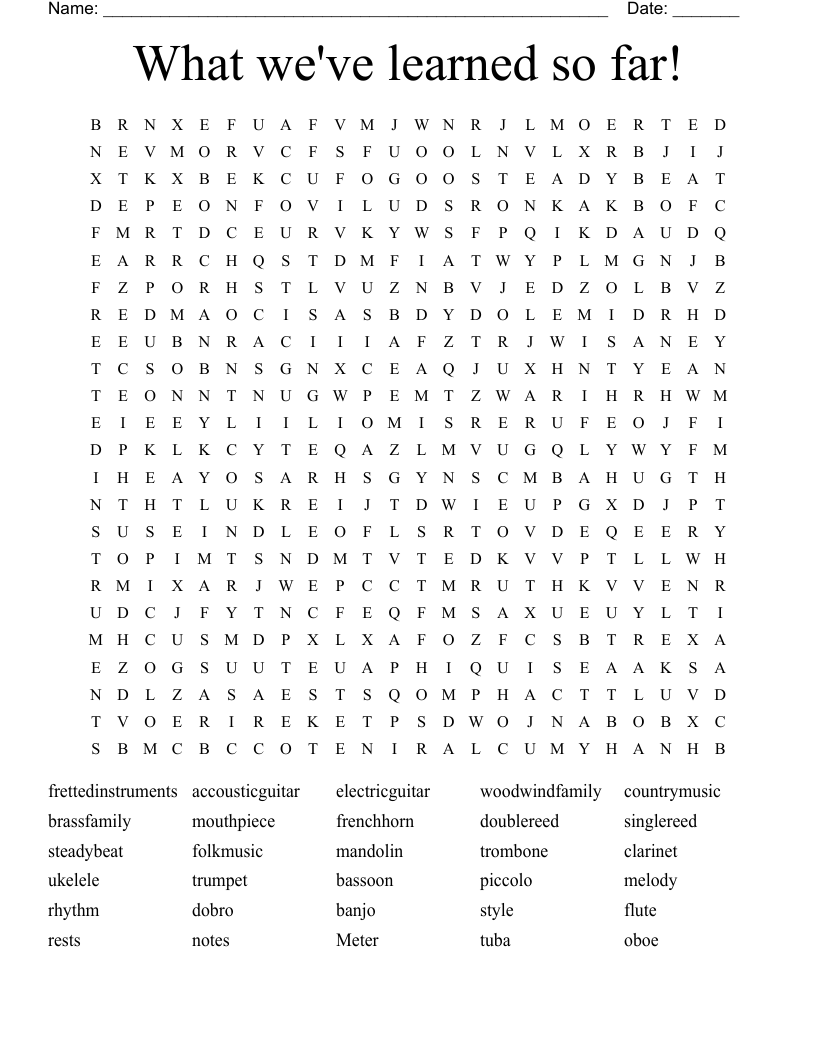 What we've learned so far! Word Search